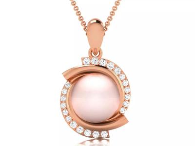 Women pearl pendant 3dm render detail