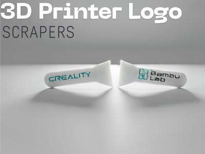 3D print bed scrapers with 3d printer logos