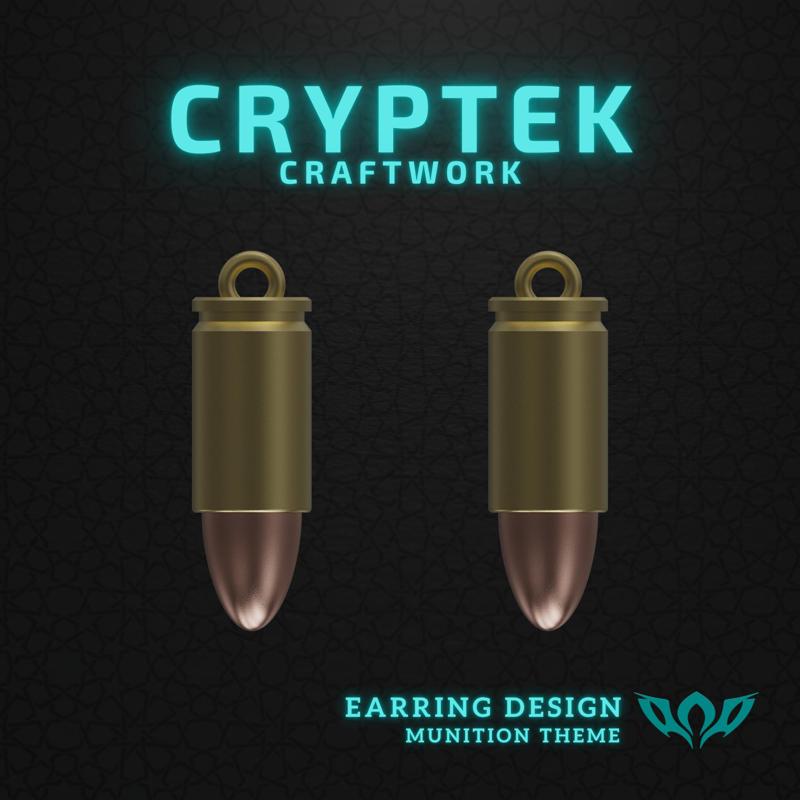 01. 9x19mm Parabellum - Remington - Compact Legend: 9x19mm Parabellum Remington Ammo Earring 3D Print File - Military Ammunition Necklace - Handgun Ammunition