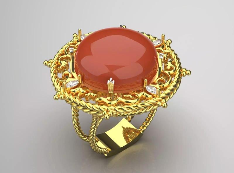 Solid Gold Ring with Agate jr00149