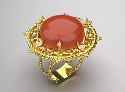 Solid Gold Ring with Agate jr00149