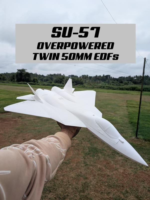 Su-57 RC Twin 50mm EDF Overpowered (1:21 Scale)