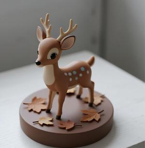 Adorable Cartoon Baby Deer on Autumn Base