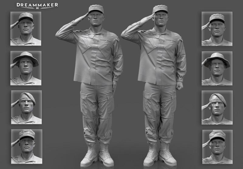 Soldier in military salute pose