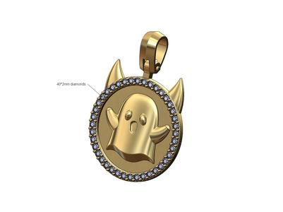Horned diamond ghost pendant with bail 3D print model