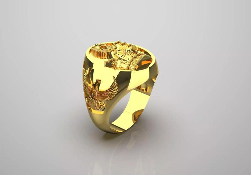 Lion Sun Forouhar Crown of the Iranian King design ring mr0065