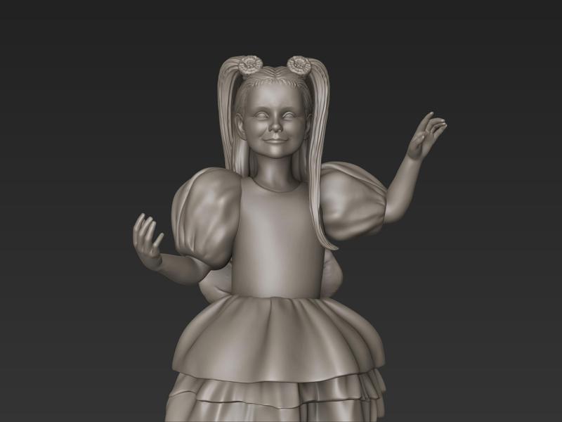 Girl in Dress with Ponytails (25cm)