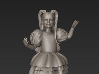 Girl in Dress with Ponytails (25cm)