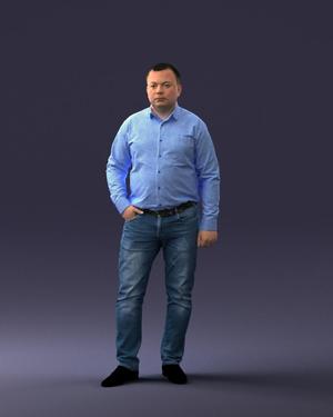 000261 Casual Man in Checkered Shirt and Jeans 0403
