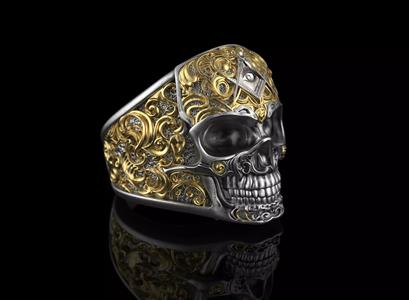 Man Signet Jewelry Skull Ring 0315 Set of sizes 3dm Stl Fbx