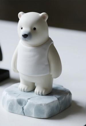 Cute Polar Bear Figurine on Ice Base
