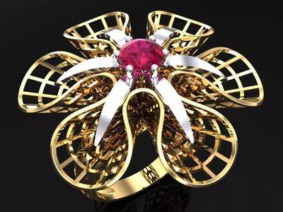 Mesh flower ring - Italian rings - Womens Rings - N6459