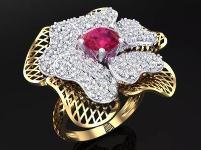Mesh flower ring - Italian rings - Womens Rings - N6840