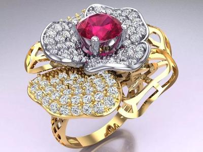 Mesh flower ring - Italian rings - Womens Rings - N6818