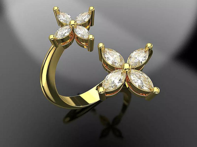 Marquise diamond ring Fashion jewelry 3d printing file stl 3dm