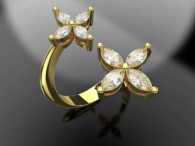 Marquise diamond ring Fashion jewelry 3d printing file stl 3dm