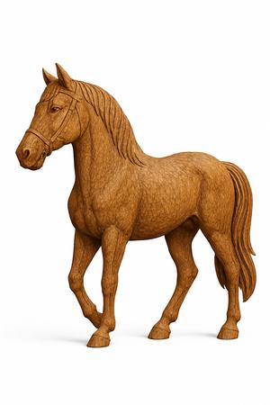 3D wood-carved horse