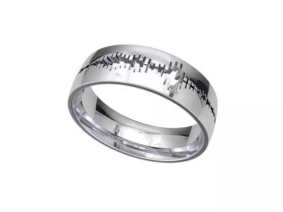 Men Wedding Band Heart Bit Wave Model- CC93