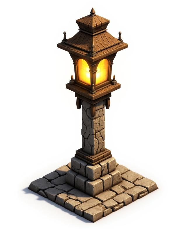 medieval urban stone lantern