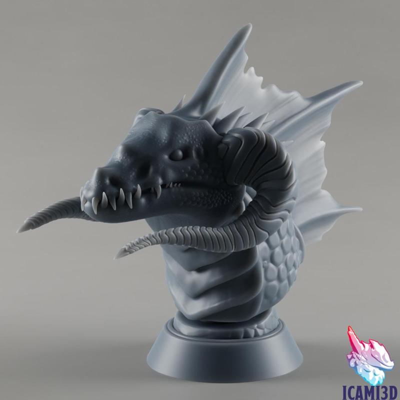 Black dragon bust