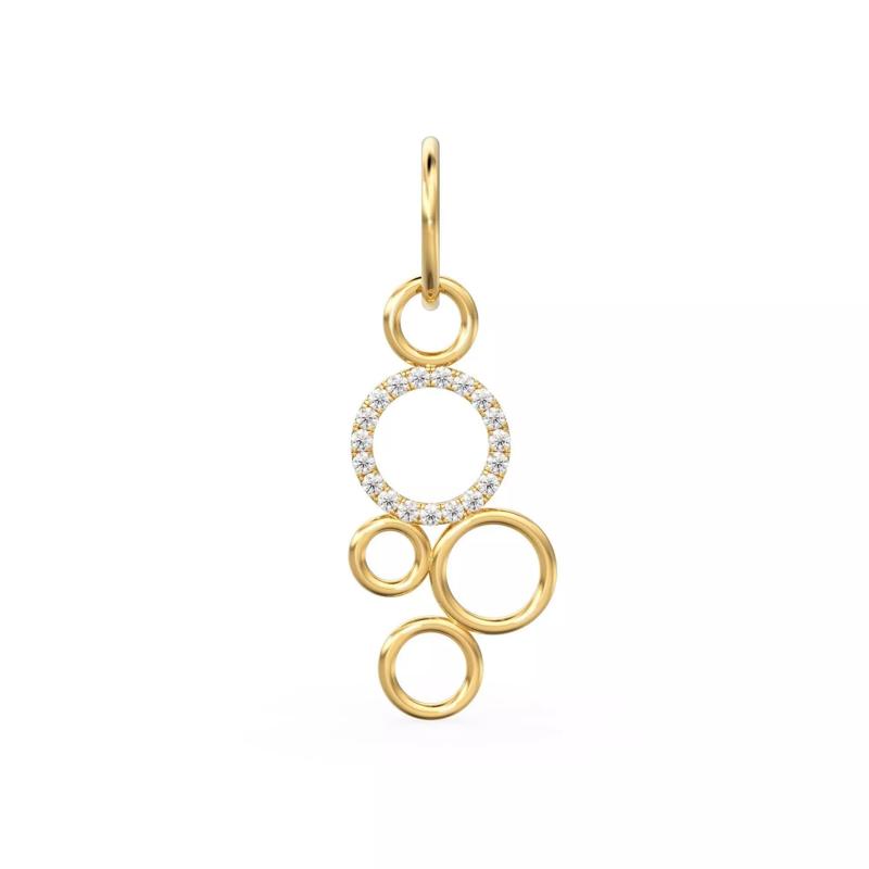 Sun Circle Diamond Pendant Gold Zircon Layering Necklace