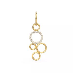 Sun Circle Diamond Pendant Gold Zircon Layering Necklace