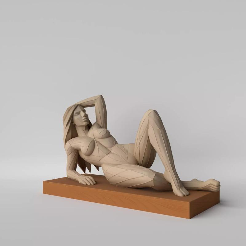 Relaxed Woman Minimalist Lying Woman Sculpture