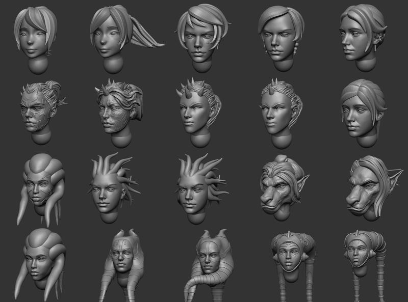 Female Human - Alien Jedi Modular Heads 20 unique designs