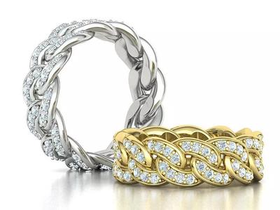DIAMOND Cuban Link Heavy Chain Ring 9mm Wide 12US Size 3dmodel