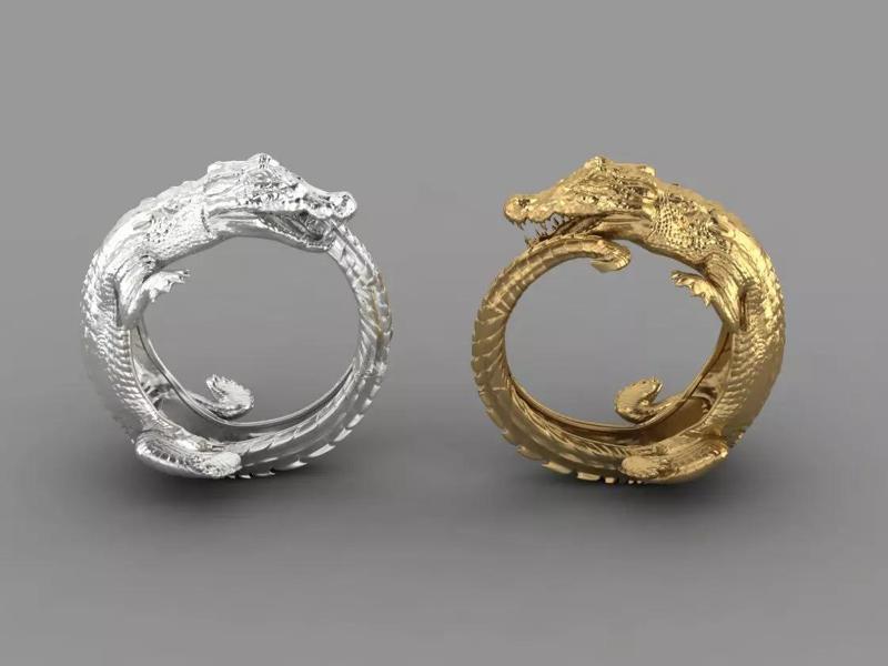 Detailed crocodile ring 3D model piece of jewelry