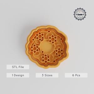 Wreath Shape Cutter & Stamp Set, Christmas Ornament, Holiday Ring, Festive Circle, 6-Piece Cookie & Fondant Decor for Seasonal Baking