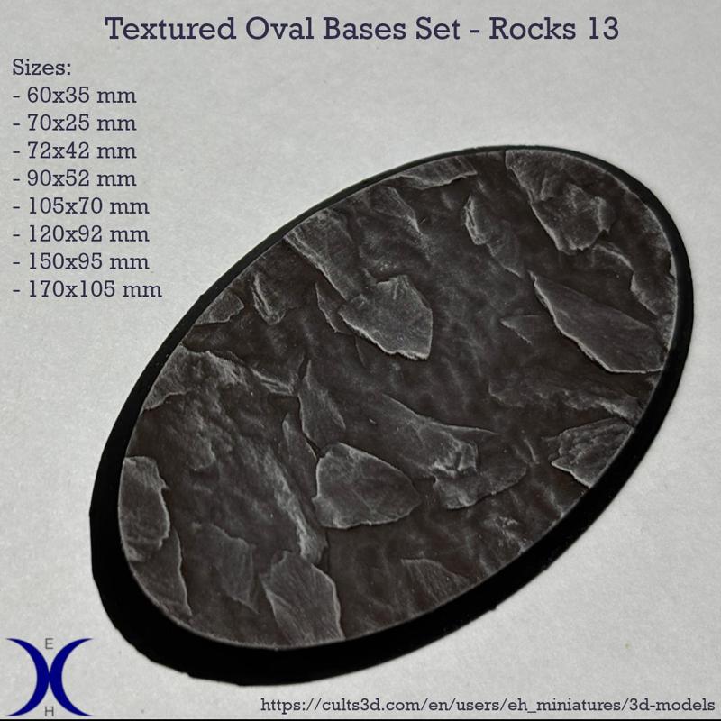 Oval Bases Set – Rocks 13 Texture (60–170MM) | Perfect For Tabletop Wargames & RPG's