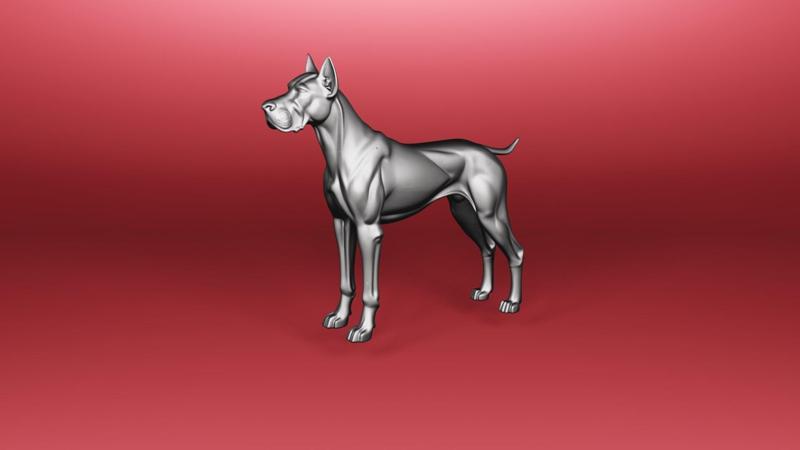 3D Printable Great Dane Dog STL – High-Quality Dog Figurine Model