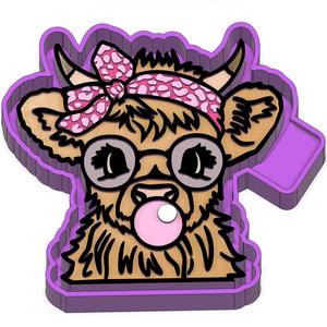 Bubble Gum Highland Cow Freshie STL Mold Housing