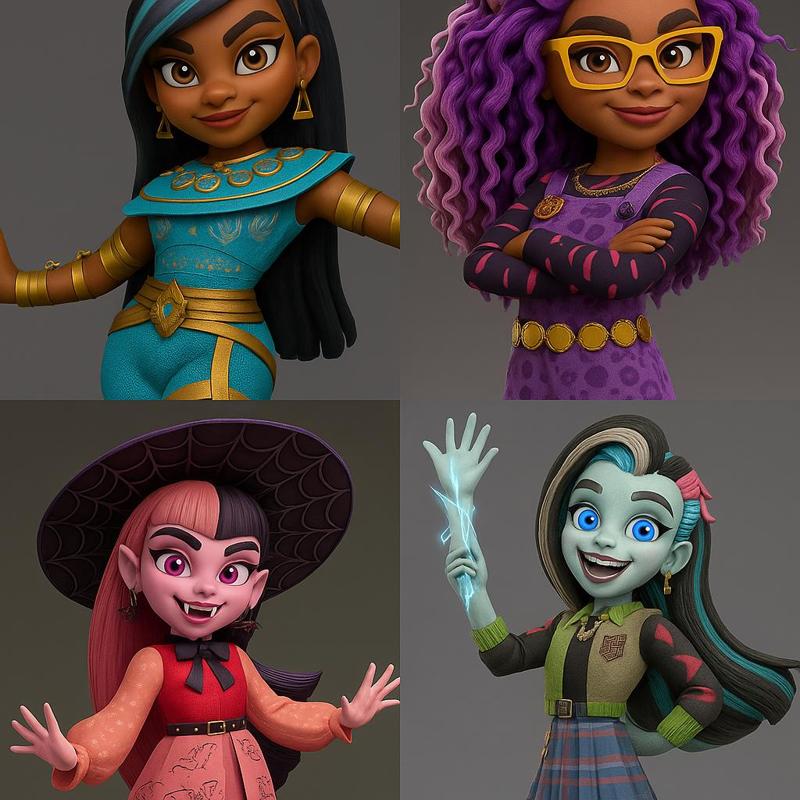 Monster High - Netflix Figurine 4-Pack (Draculaura, Frankie, Clawdeen and Cleo)