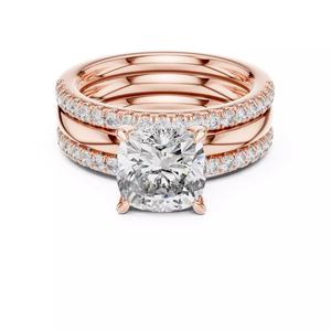 3CT Cushion Cut With 2 PCS Round Cut Band Ring Set 3DM STL Video