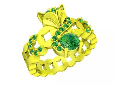 Fengshui Diamond Lucky Coins Fox Ring 3D Model A7361