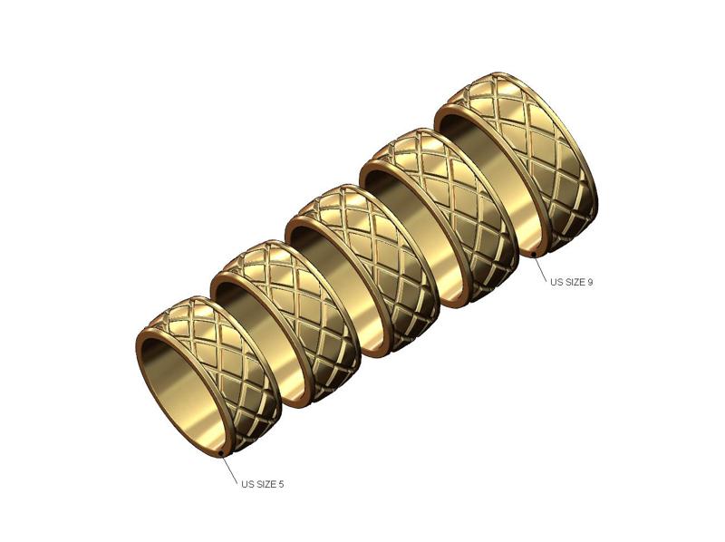 Wide cross diamond engraving cigar band 3D print model