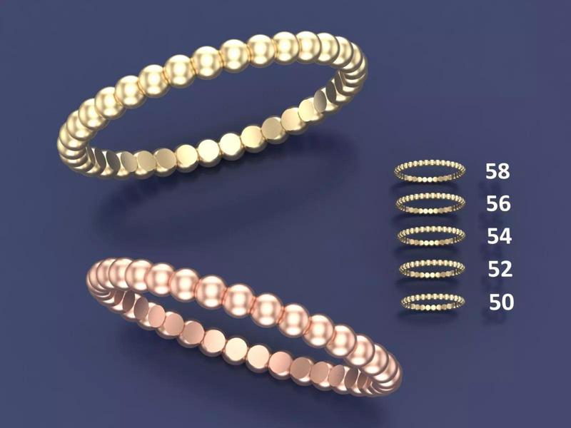 All Round Bead Ring Five Sizes 3D CAD Design