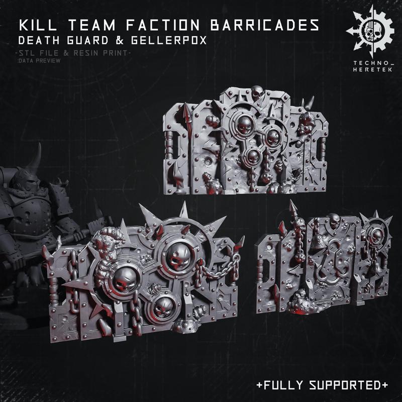 Death Guard Faction Barricades for Wh40k Kill Team Plague Marines & Gellerpox