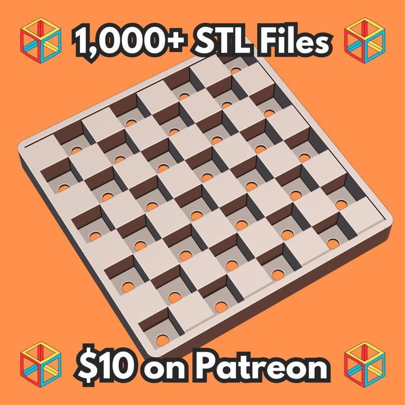 Unique Moss Chess Board with Alternating Moss-Filled Squares for Garden or Home MineeForm FDM 3D Print STL File