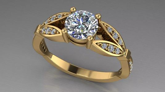 AG 1300 ROUND CUT VINTAGE LEAF DIAMOND RING