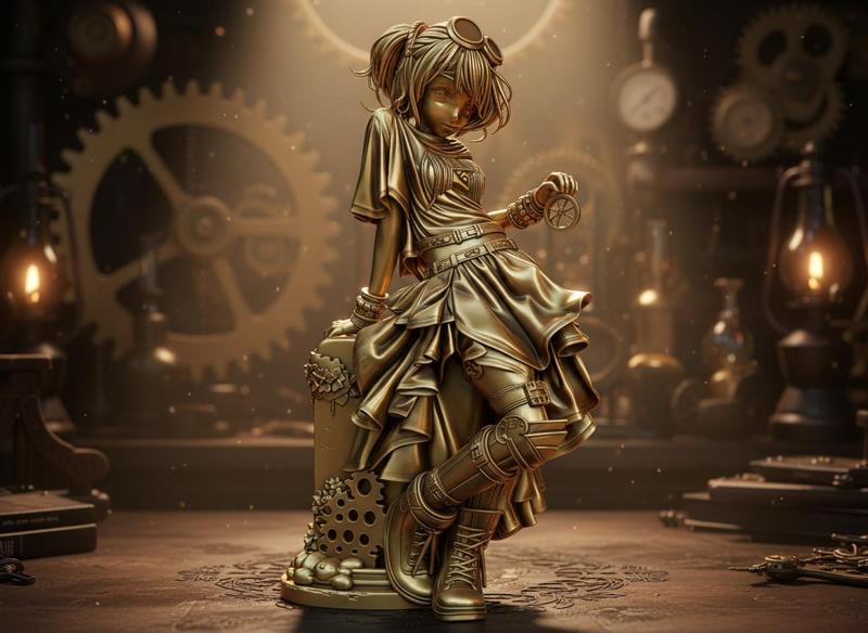 Steampunk Gearling – Seated Explorer Girl