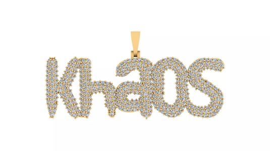 Khaos Iced-Out Diamond Name Pendant