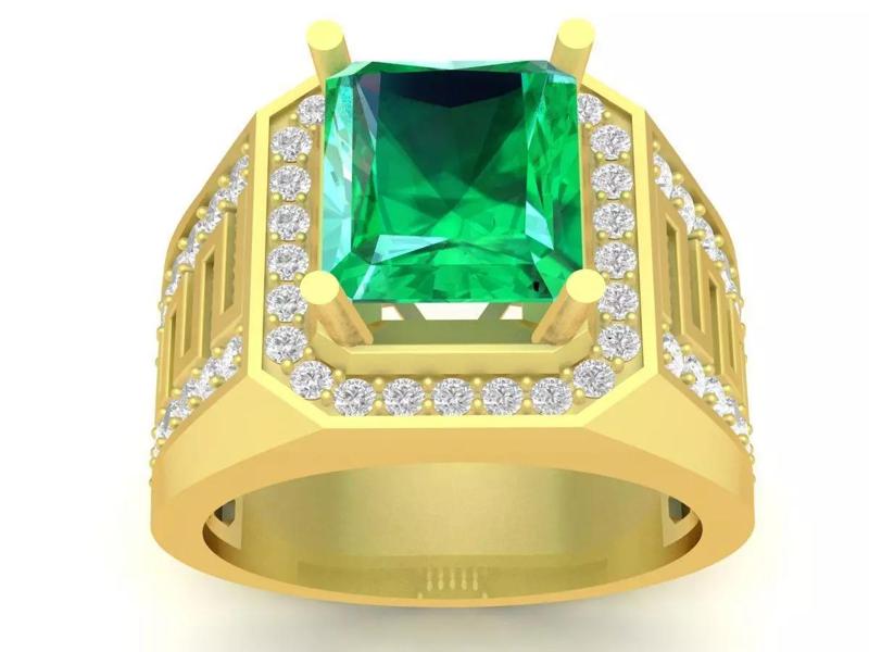 korea diamond and emeral men ring 3377