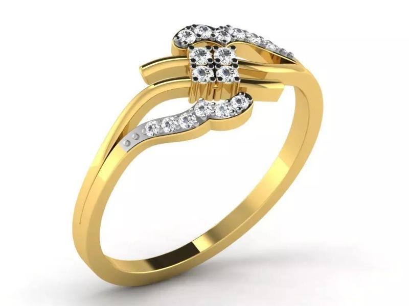 Light Weight Yellow Gold Diamond Ring  -DR-6301