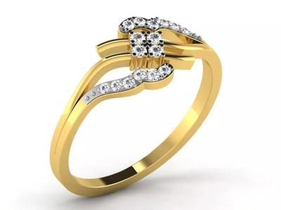 Light Weight Yellow Gold Diamond Ring  -DR-6301