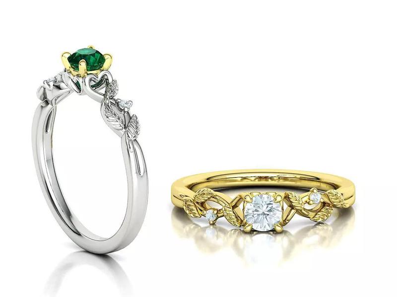 Leaves and Hearts Solitaire Engagement Promise Ring 30 pointer