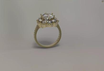 Luxury brilliant flower ring 3d model