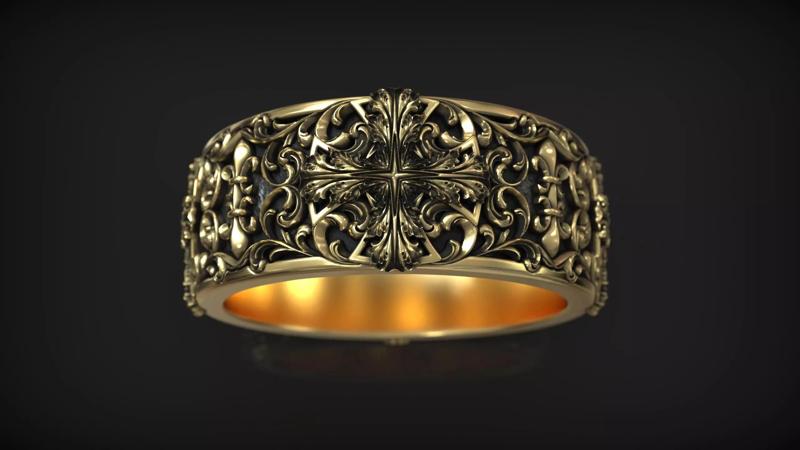 Maltese Cross Vintage Heraldic Royal Ornament Band